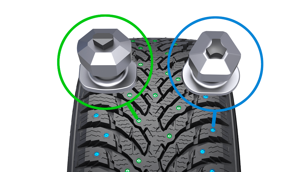 Инновационная система протектора шины, представленная несколькими типами шипов